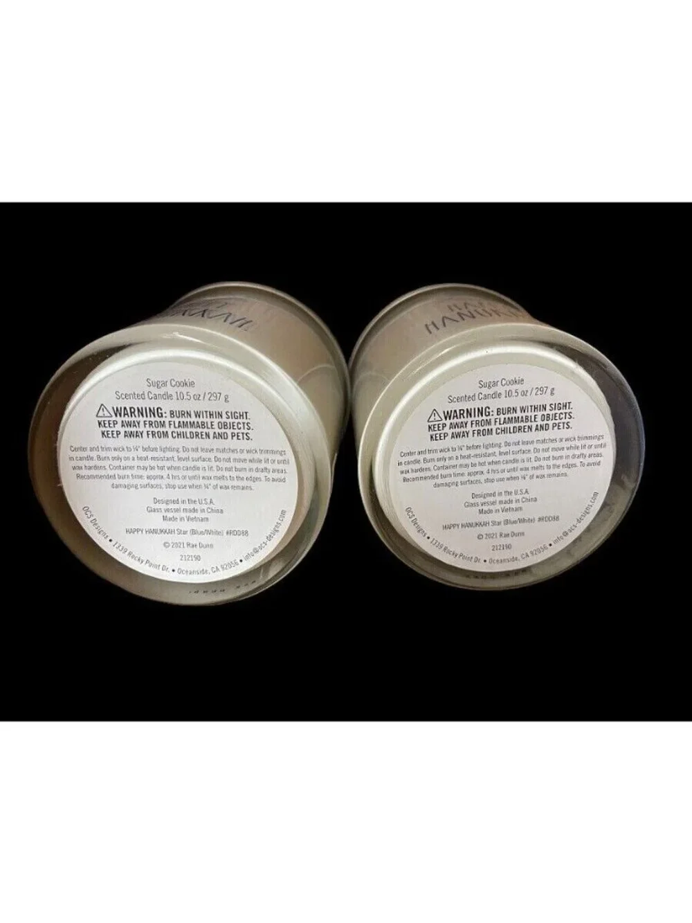 Rae Dunn Hanukkah Sugar Cookie Scented Candle Lot of 4 - 10.5 oz Each New - Picture 5 of 7